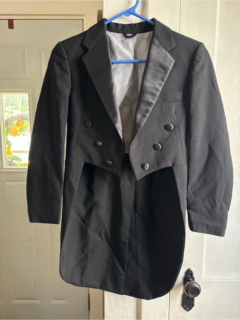 Dior Black Men's Tailcoat with Satin Peak Lapels
